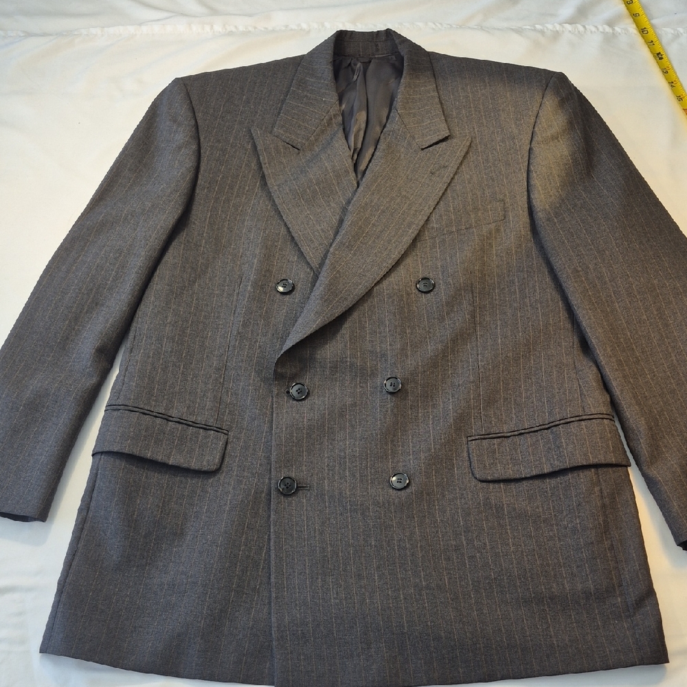 Versini Charcoal Double-Breasted Suit Jacket 35W